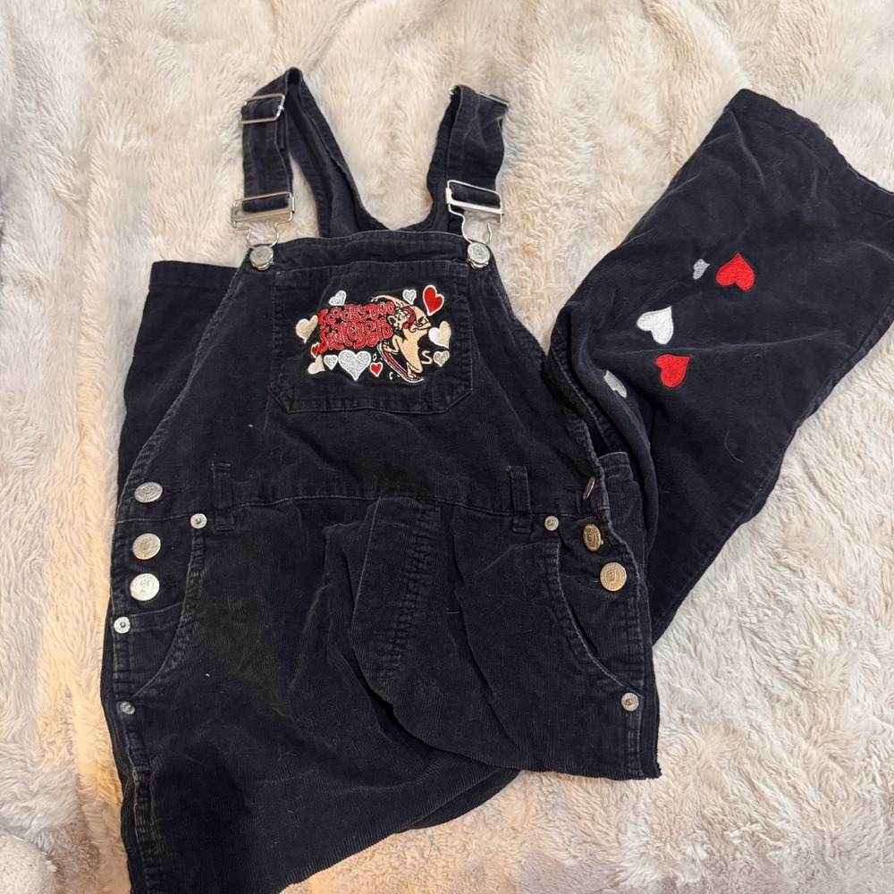 Vintage 90s Scooby Doo Black Corduroy Overalls Size 6/6x Kids Cartoon Network